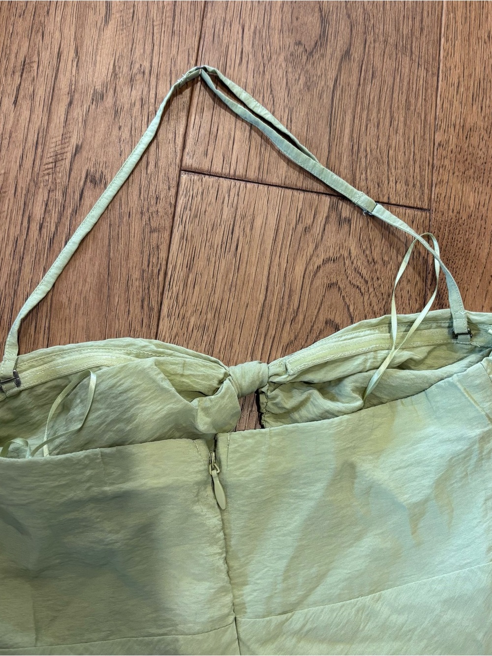 Abercrombie Strapless (detachable strap) Twist-Front Maxi Dress in Light Green - Picture 5 of 7